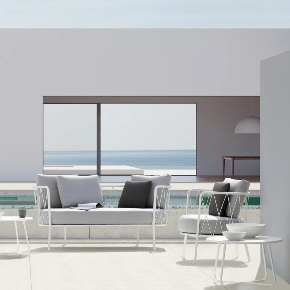 Mesa de centro de jardín en acero galvanizado Made in Italy - Brienne Viadurini