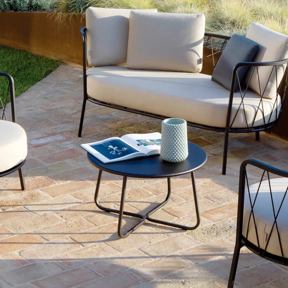 Mesa de centro de jardín en acero galvanizado Made in Italy - Brienne Viadurini