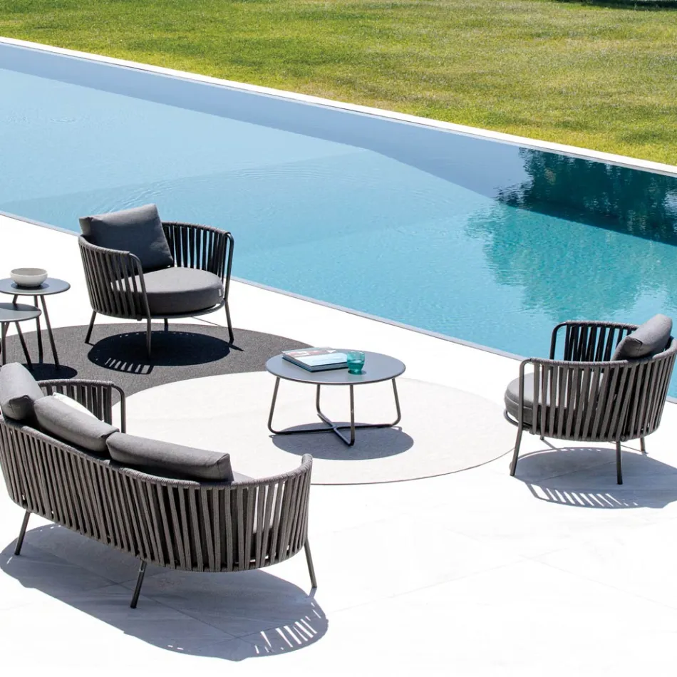 Mesa de centro de jardín en acero galvanizado Made in Italy - Brienne Viadurini