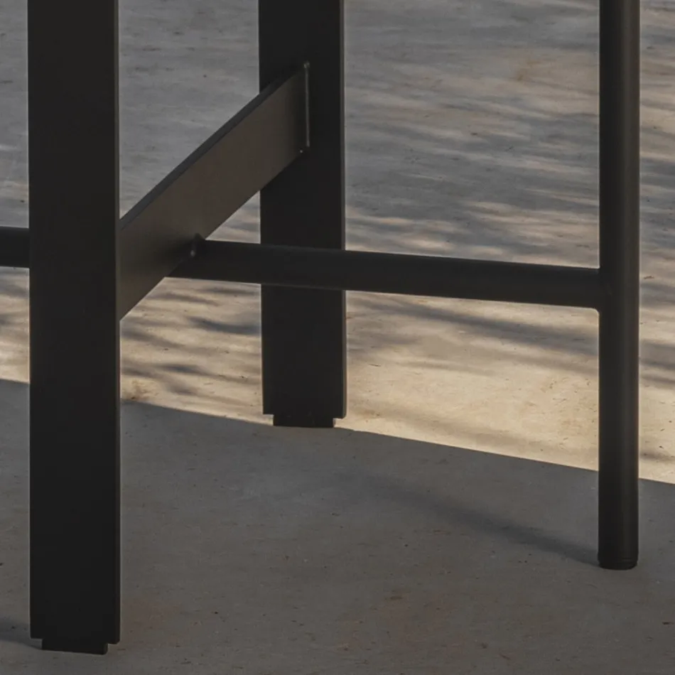 Mesita de jardín en gres y acero Made in Italy - Begin by Myyour Viadurini