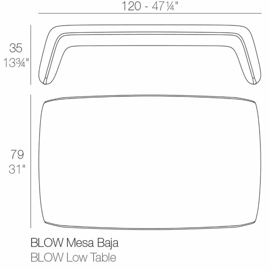 Mesa de jardín Blow by Vondom de polietileno, diseño moderno Viadurini
