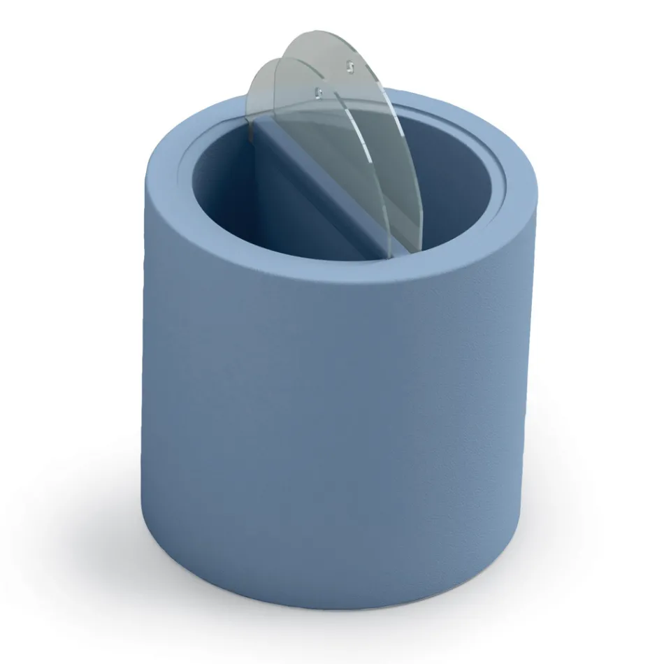 Mesita de jardín en polietileno con contenedor Made in Italy - Stracco Viadurini