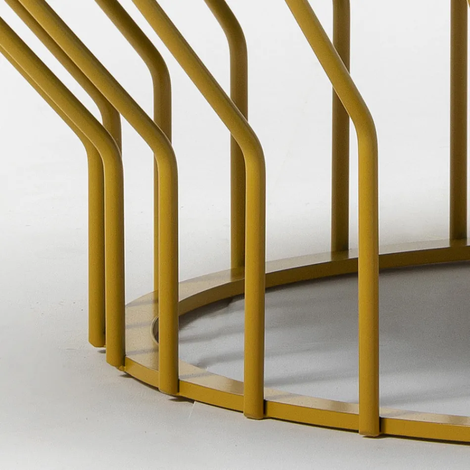 Mesita de jardín en vitrocerámica y metal Made in Italy - Guerrino Viadurini