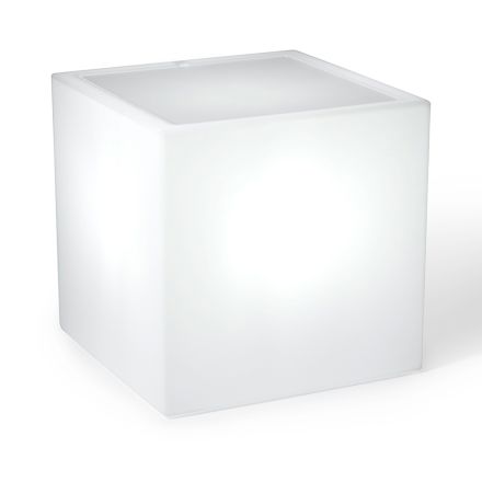 Derti - Mesa de jardín iluminada en polietileno perlado, fabricada en Italia. Viadurini