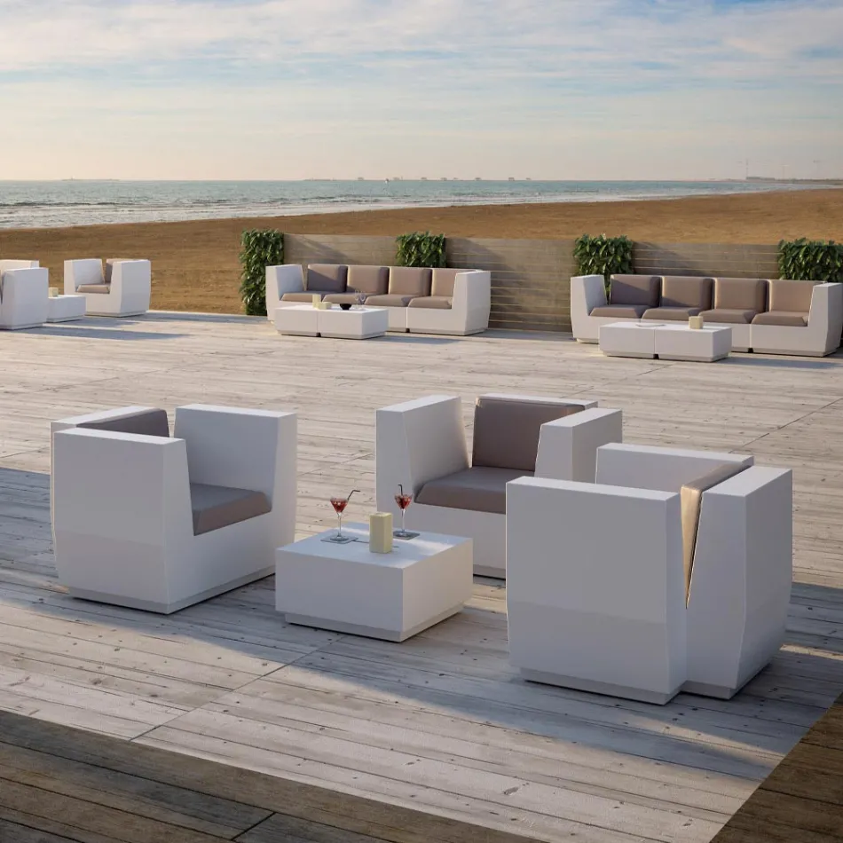 Mesa de centro cuadrada de jardín en polietileno Made in Italy - Macao Viadurini