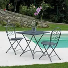 Mesa de centro de jardín cuadrada plegable en hierro gris antracita - Zoubiba Viadurini