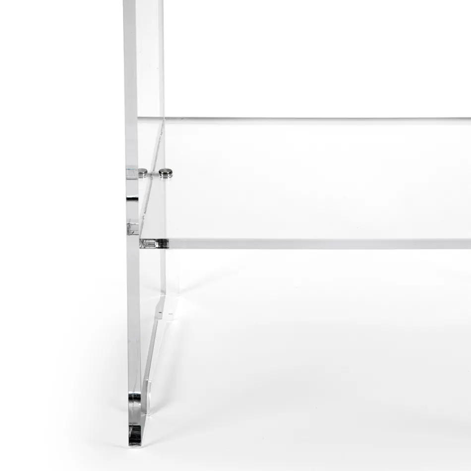 Mesa de centro con 1 estante en plexiglás transparente Made in Italy - Mulan Viadurini