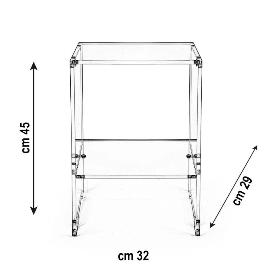 Mesa de centro con 1 estante en plexiglás transparente Made in Italy - Mulan Viadurini