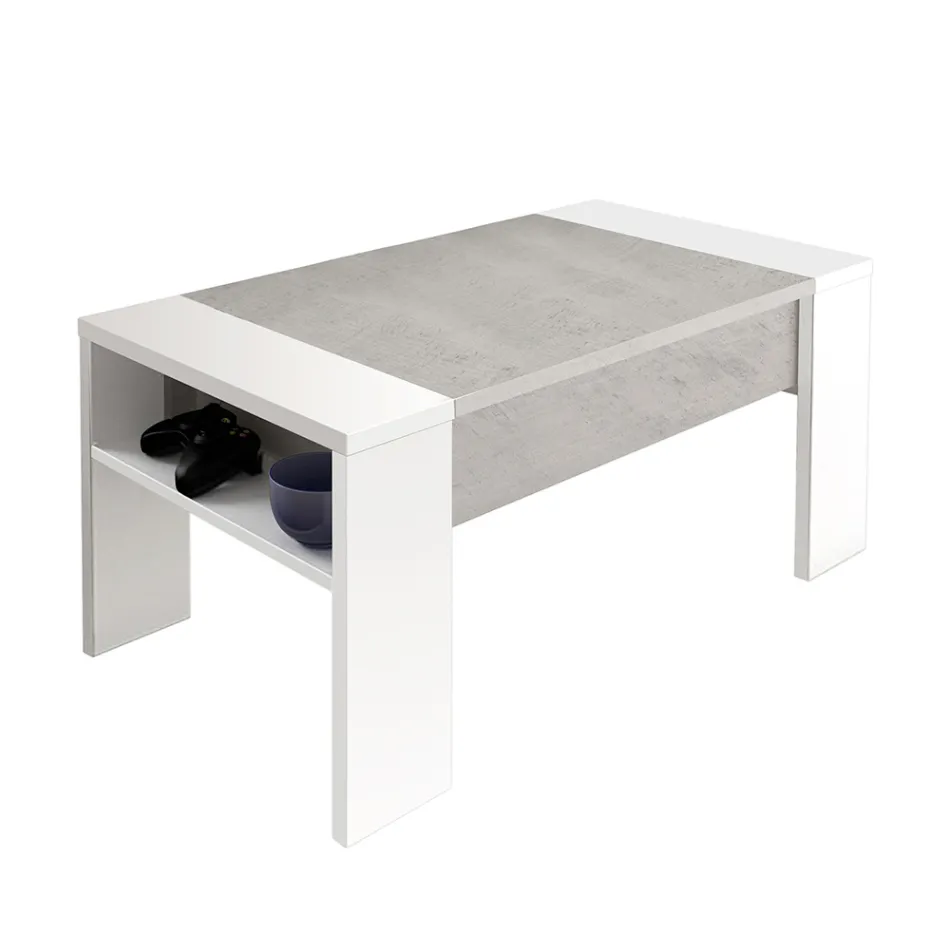 Mesa de Centro con Contenedor de Madera Ecológica - Cripto Viadurini