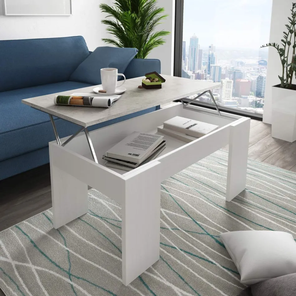 Mesa de centro con contenedor de madera - Scandio Viadurini