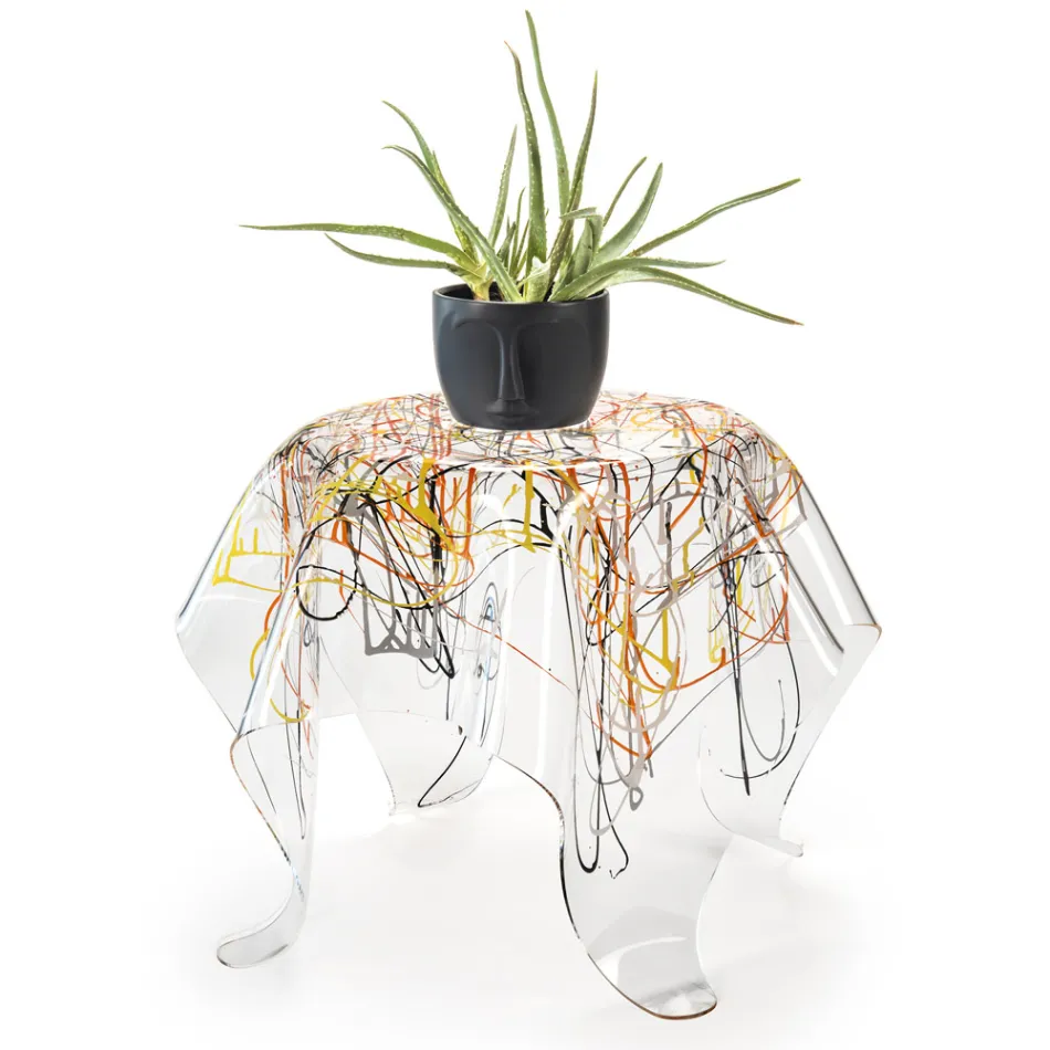 Mesa de centro con tapa y base de plexiglás Made in Italy - Brento Viadurini