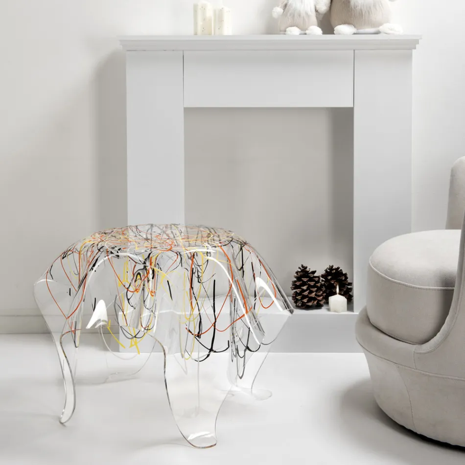 Mesa de centro con tapa y base de plexiglás Made in Italy - Brento Viadurini