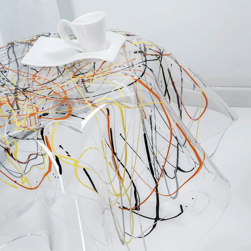 Mesa de centro con tapa y base de plexiglás Made in Italy - Brento Viadurini