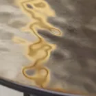 Mesa de centro con tapa de cristal y base de metal Made in Italy - Batulla Viadurini