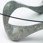 Mesa de centro con tapa de cristal y base de piedra fósil - California Viadurini