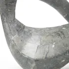 Mesa de centro con tapa de cristal y base de piedra fósil - California Viadurini