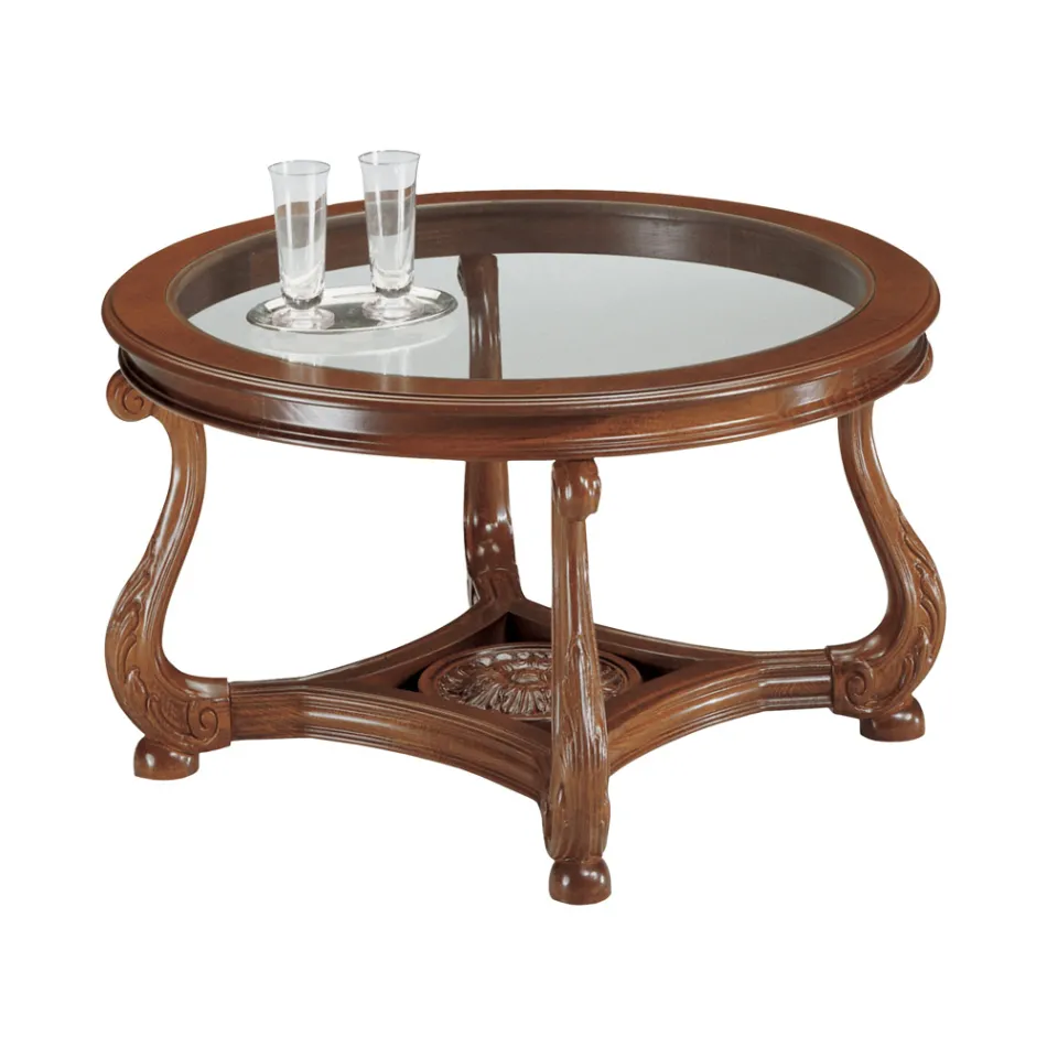 Mesa de centro con tapa de cristal Made in Italy - Sedna Viadurini