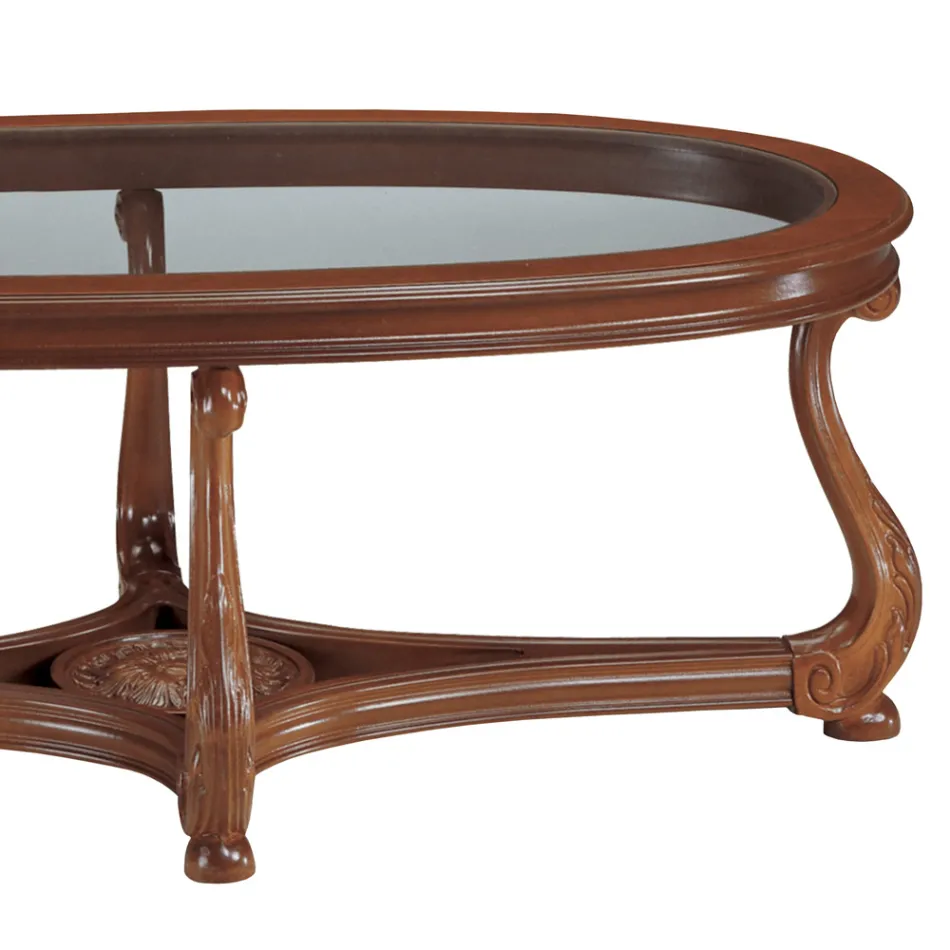 Mesa de centro con tapa de cristal Made in Italy - Sedna Viadurini