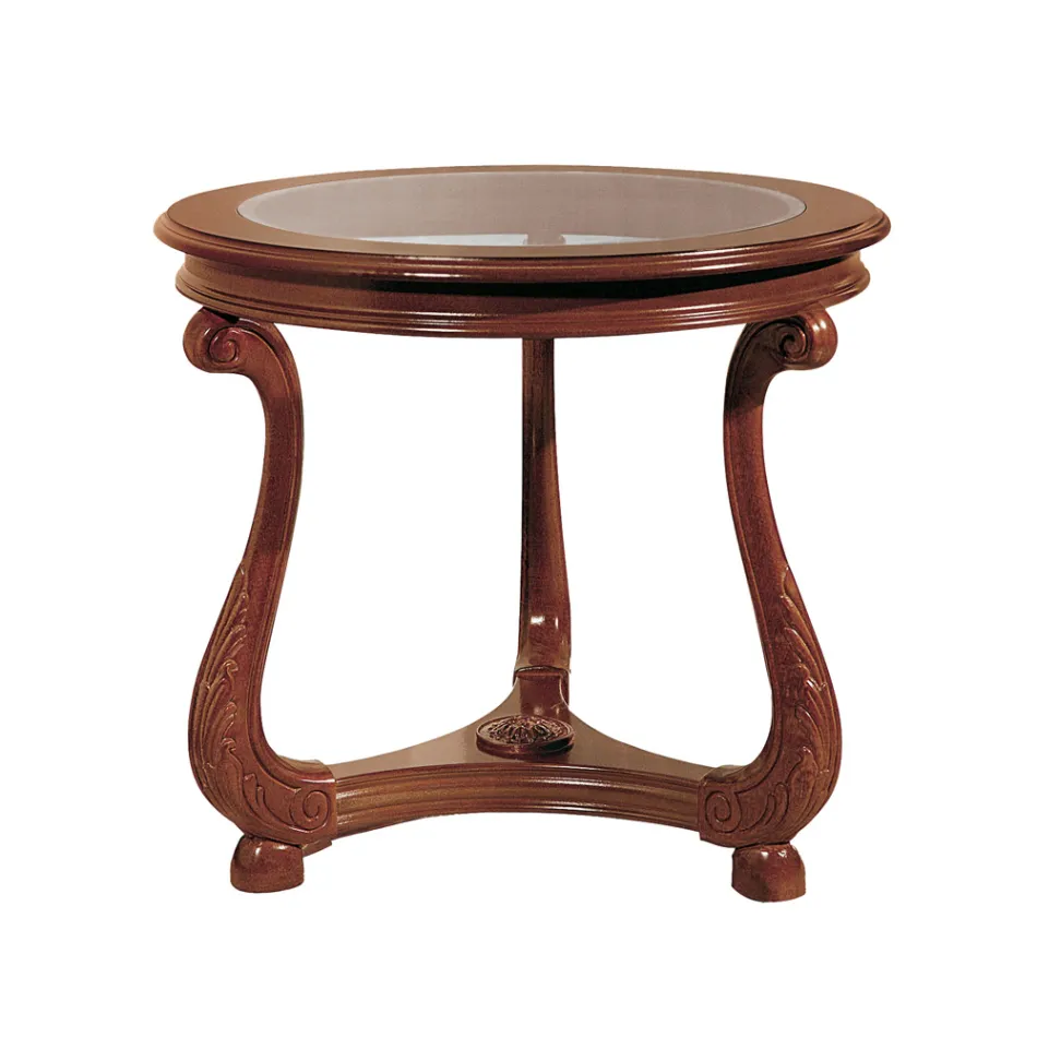 Mesa de centro con tapa de cristal Made in Italy - Sedna Viadurini