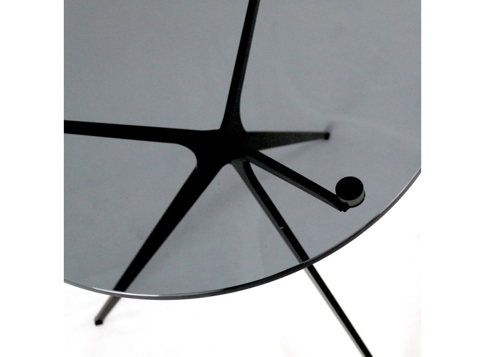 Mesa de centro con tapa redonda de cristal y 3 patas Made in Italy - Siste Viadurini