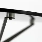 Mesa de centro con tapa redonda de cristal y 3 patas Made in Italy - Siste Viadurini