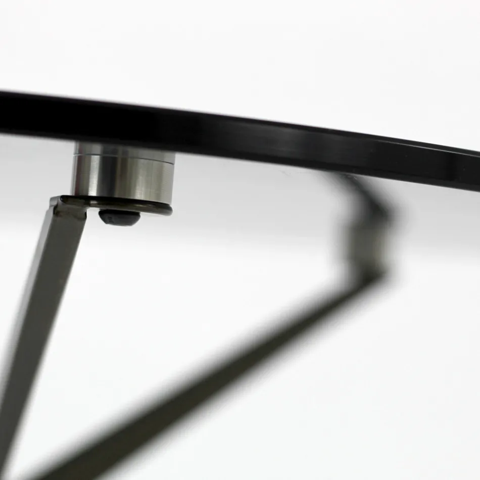 Mesa de centro con tapa redonda de cristal y 3 patas Made in Italy - Siste Viadurini