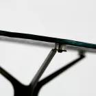 Mesa de centro con tapa redonda de cristal y 3 patas Made in Italy - Siste Viadurini