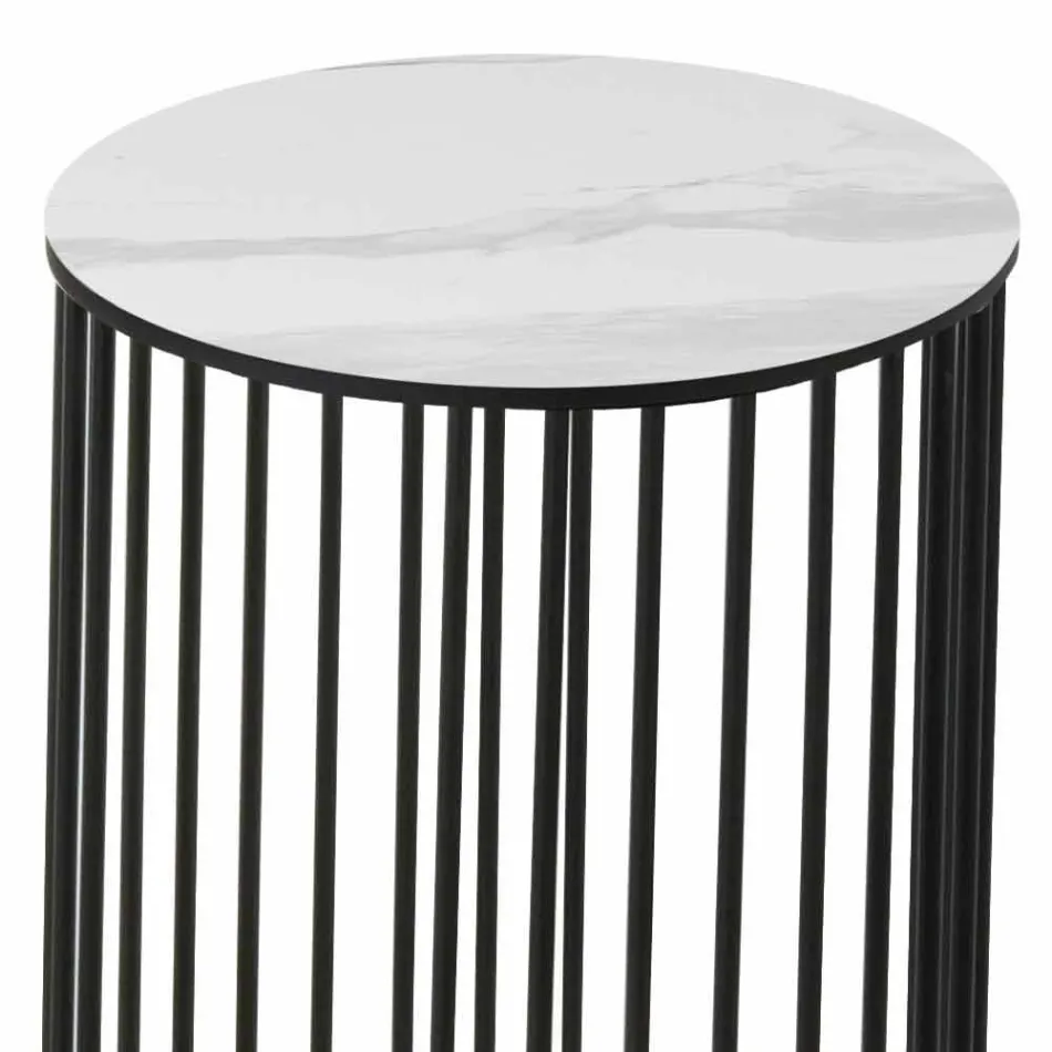 Mesa de centro con tapa redonda de cerámica Made in Italy - Montebianco Viadurini