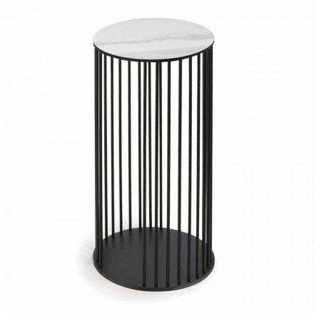 Mesa de centro con tapa redonda de cerámica Made in Italy - Montebianco Viadurini