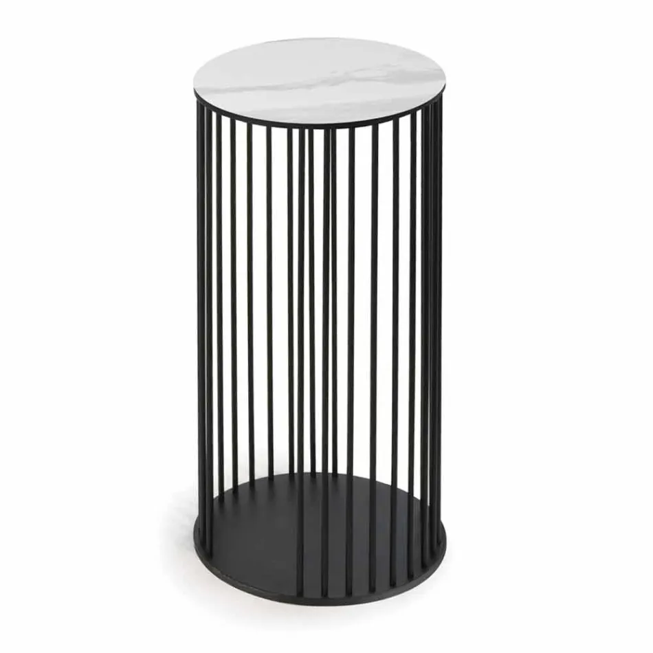 Mesa de centro con tapa redonda de cerámica Made in Italy - Montebianco Viadurini