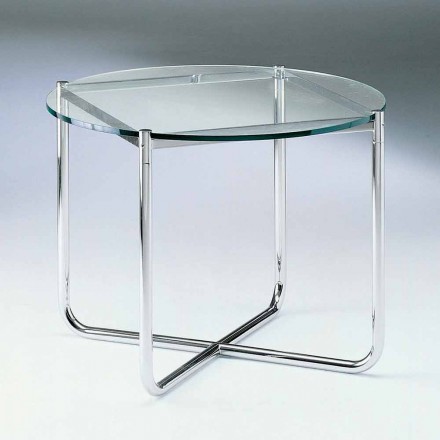 Mesa de centro con tapa redonda de vidrio Made in Italy - Costanza Viadurini