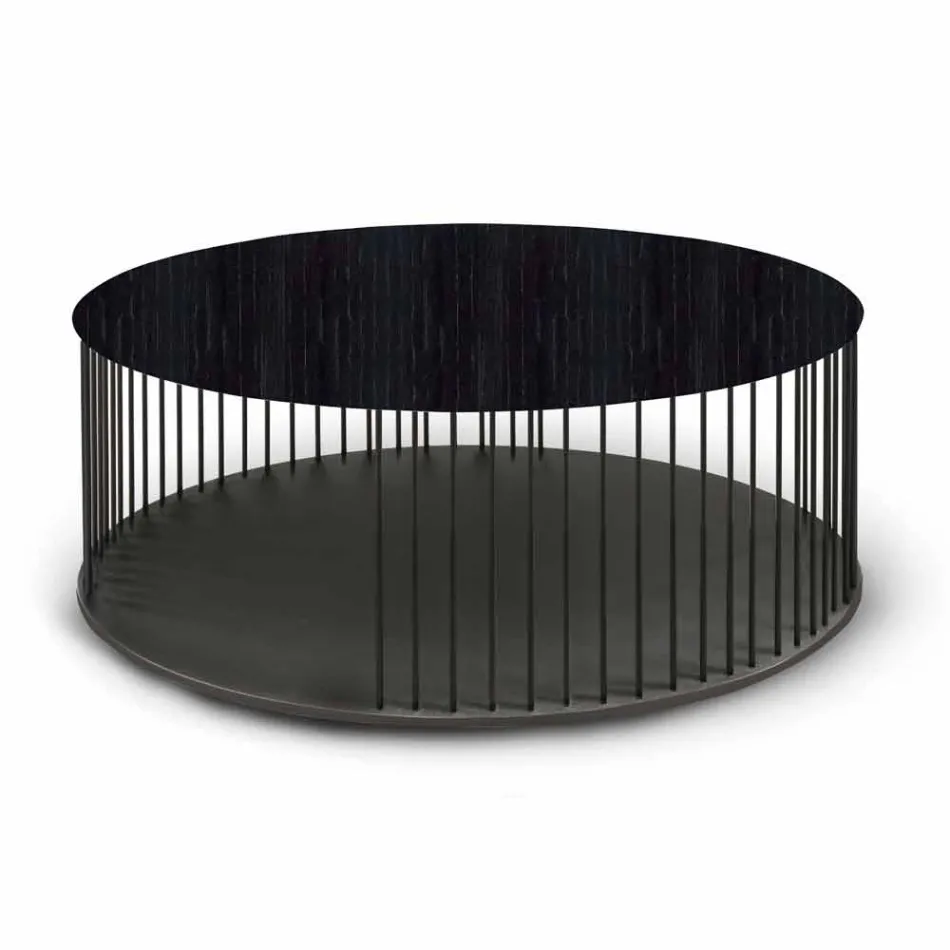 Mesa de centro con tapa redonda de madera Made in Italy - Montebianco Viadurini