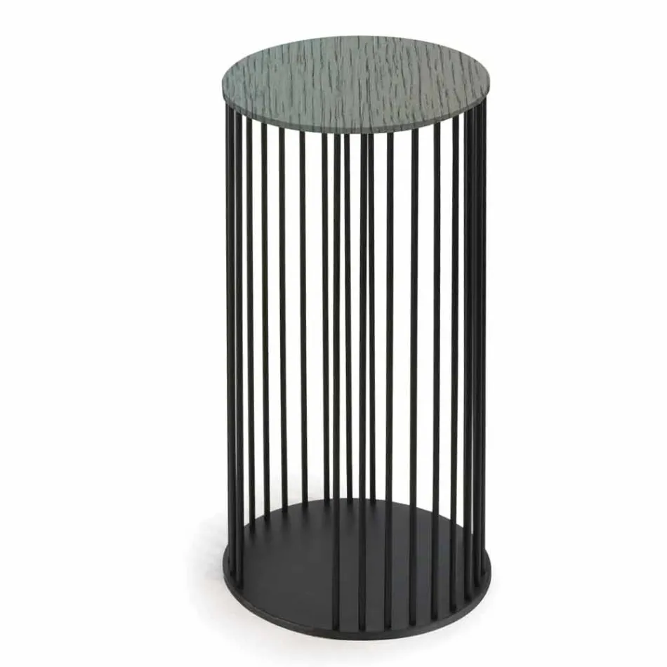 Mesa de centro con tapa redonda de madera Made in Italy - Montebianco Viadurini