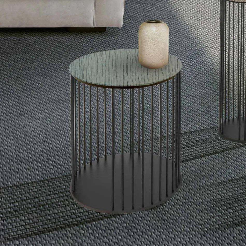 Mesa de centro con tapa redonda de madera Made in Italy - Montebianco Viadurini