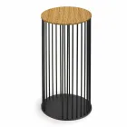 Mesa de centro con tapa redonda de madera Made in Italy - Montebianco Viadurini