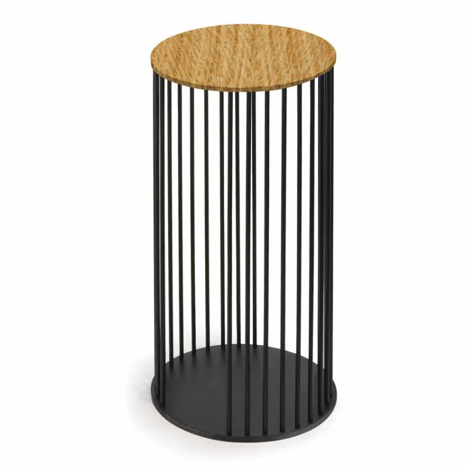 Mesa de centro con tapa redonda de madera Made in Italy - Montebianco Viadurini