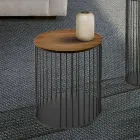 Mesa de centro con tapa redonda de madera Made in Italy - Montebianco Viadurini