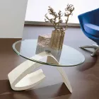Mesa de centro con tapa redonda de vidrio Made in Italy, preciosa - Brachetto Viadurini