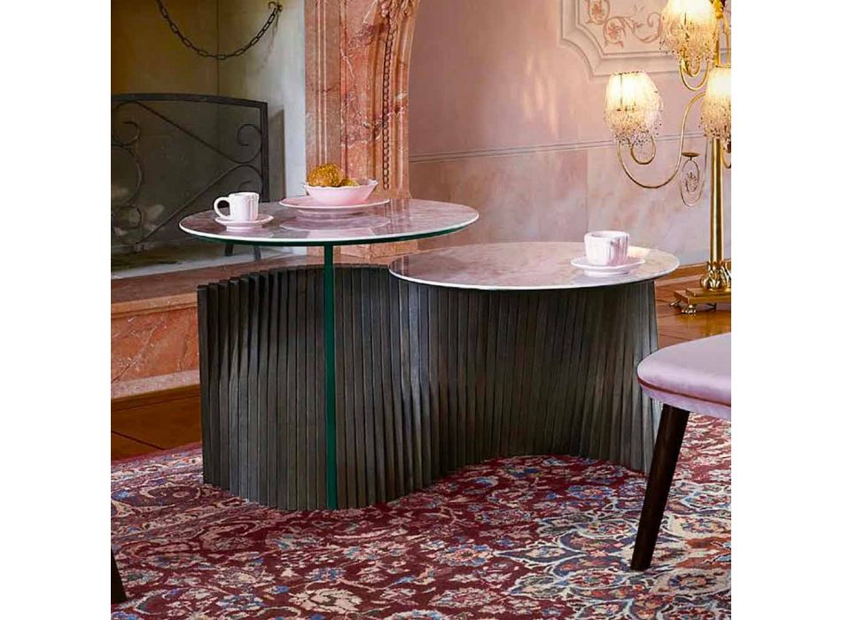 Mesa de centro de diseño con 2 tapas redondas en Gres Made in Italy - Estocolmo Viadurini