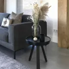 Mesa de centro de diseño con tapa redonda y patas de madera maciza - Salerno Viadurini