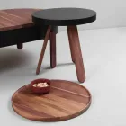 Mesa de centro de diseño con tapa redonda y patas de madera maciza - Salerno Viadurini