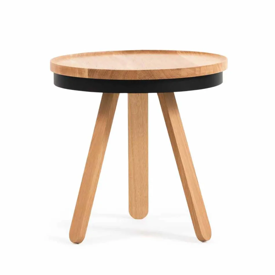 Mesa de centro de diseño con tapa redonda y patas de madera maciza - Salerno Viadurini