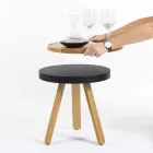 Mesa de centro de diseño con tapa redonda y patas de madera maciza - Salerno Viadurini