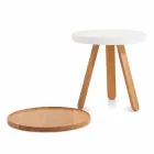 Mesa de centro de diseño con tapa redonda y patas de madera maciza - Salerno Viadurini