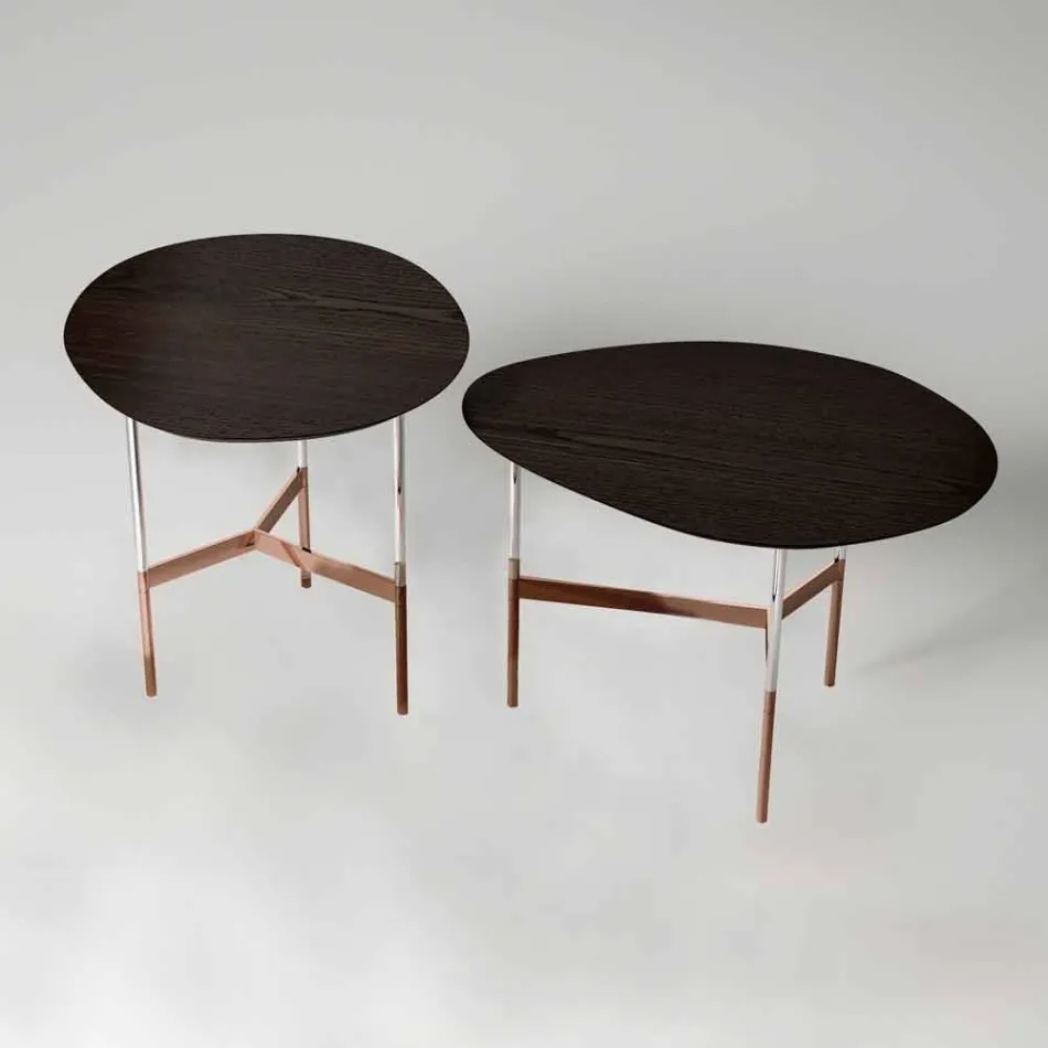 Mesa de centro de diseño con tapa de madera Made in Italy - Cinci Viadurini