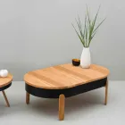 Mesa de centro de diseño en madera maciza y metal lacado - Salerno Viadurini