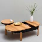 Mesa de centro de diseño en madera maciza y metal lacado - Salerno Viadurini