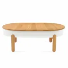 Mesa de centro de diseño en madera maciza y metal lacado - Salerno Viadurini