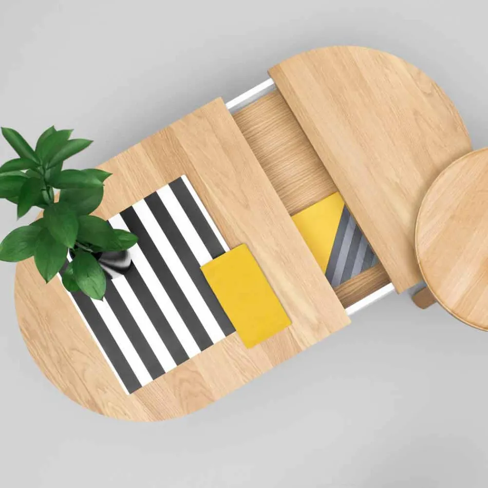 Mesa de centro de diseño en madera maciza y metal lacado - Salerno Viadurini