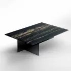 Mesa de centro de diseño en mármol con base de vidrio Made in Italy - Molino Viadurini